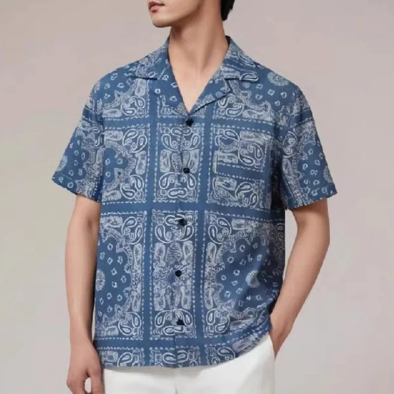 Blue Color Geometric Paisley Shirt