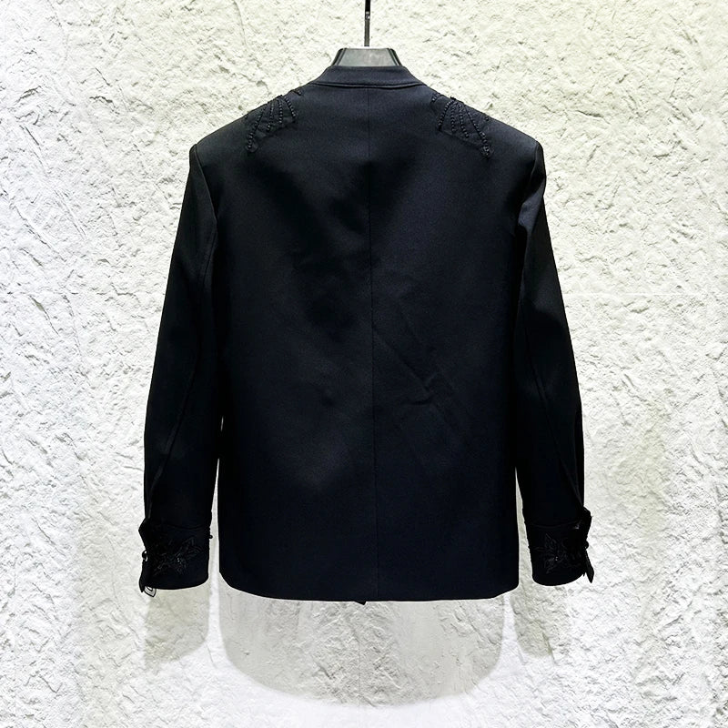 Embroidery 3D Flower Beaded Blazer