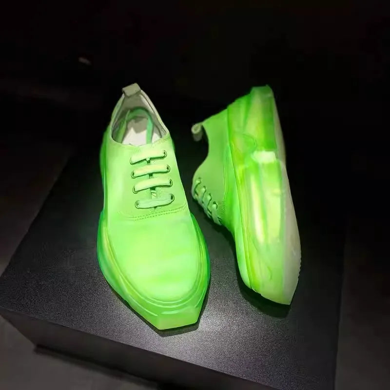Solid Transparent Sole Lace-Up Sneakers