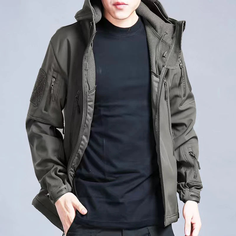 Solid Color Sport Cargo Men's Jacket