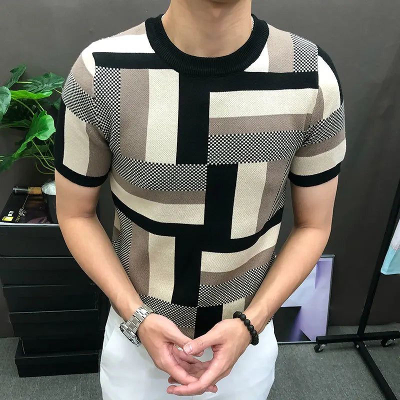 Geometric Pattern Short Sleeve Men T-Shirt