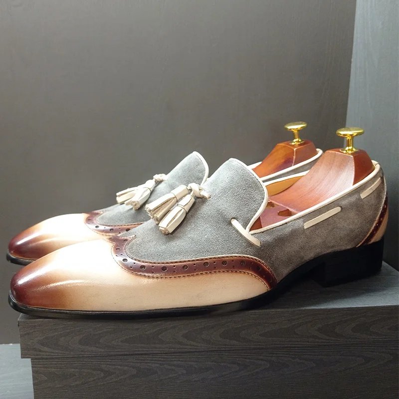 Elegant Mixed Color Genuine Leather Loafers