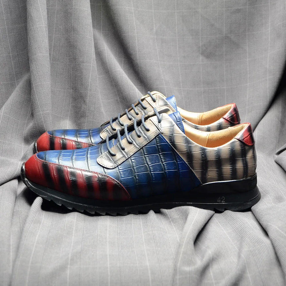 Crocodile Print Elegant Derby Shoes