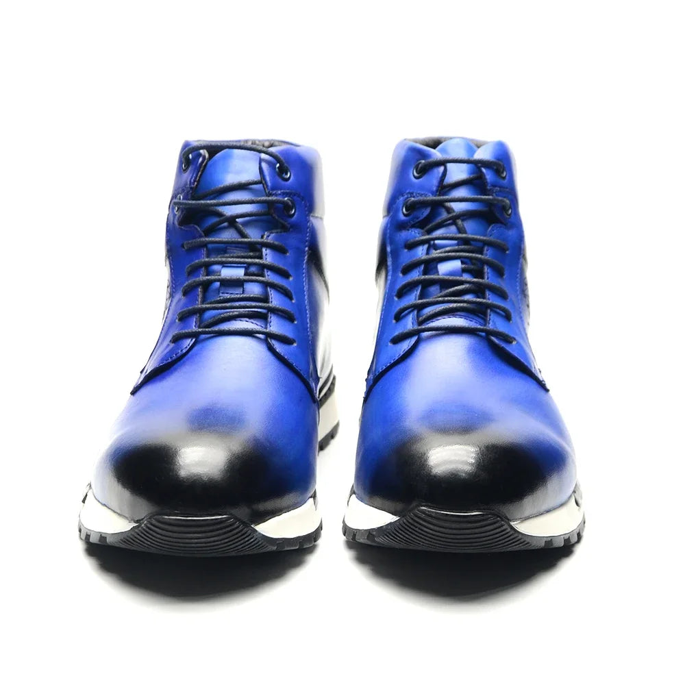 Genuine Leather Lace-Up High Top Flat Boots