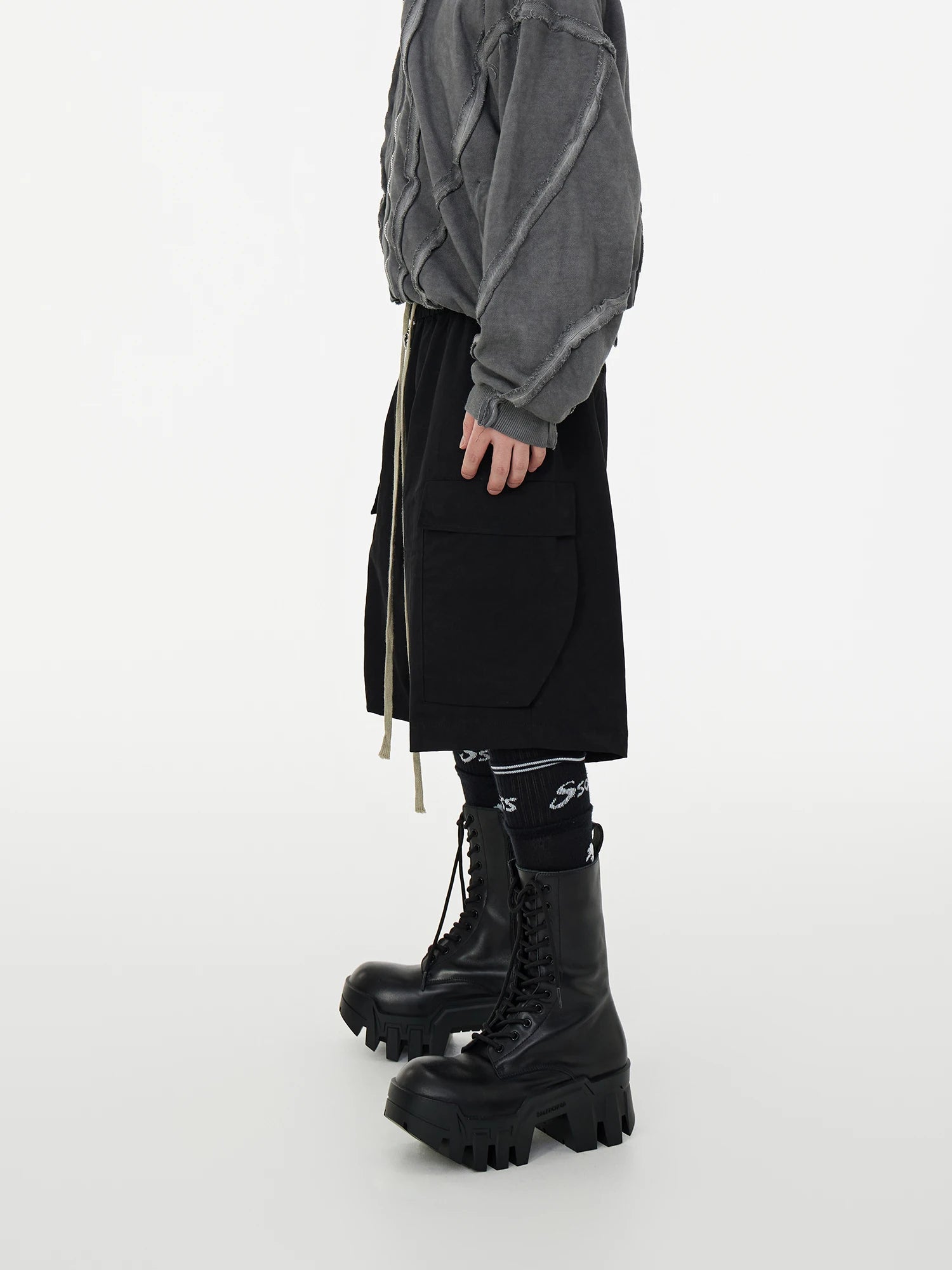 Black Zipper Techwear Shorts