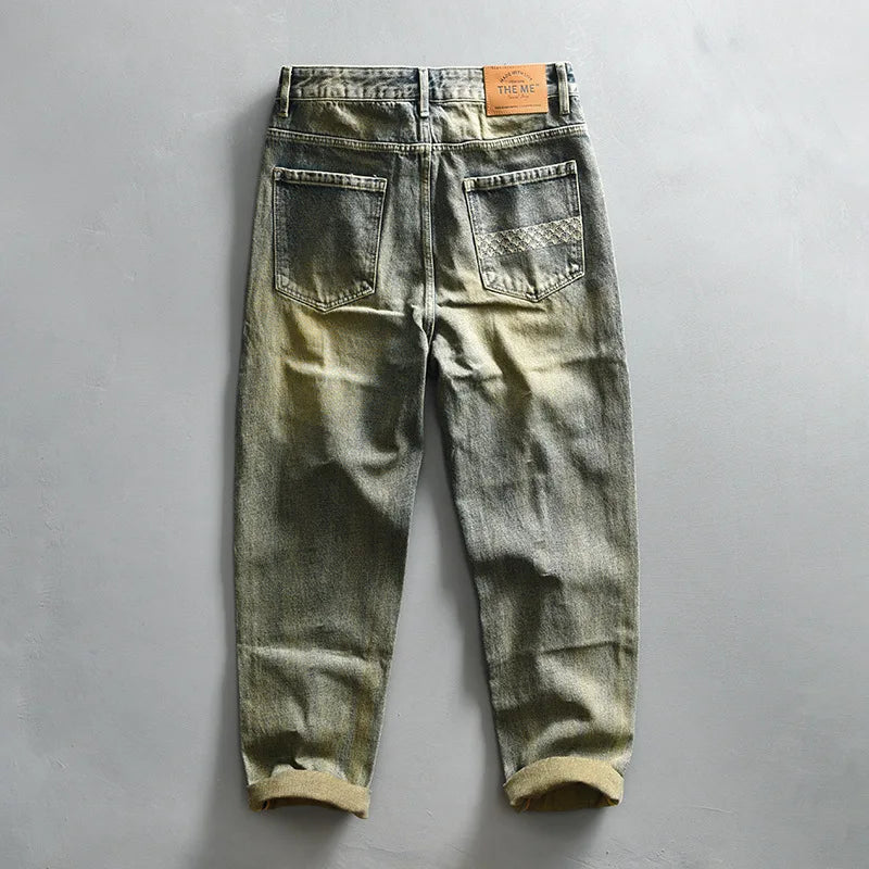 Vintage Straight Washed Ripped Jeans