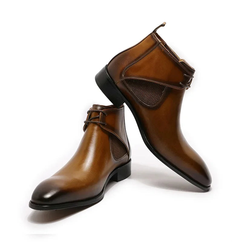 Sleek Color Style Genuine Leather Chelsea Boots