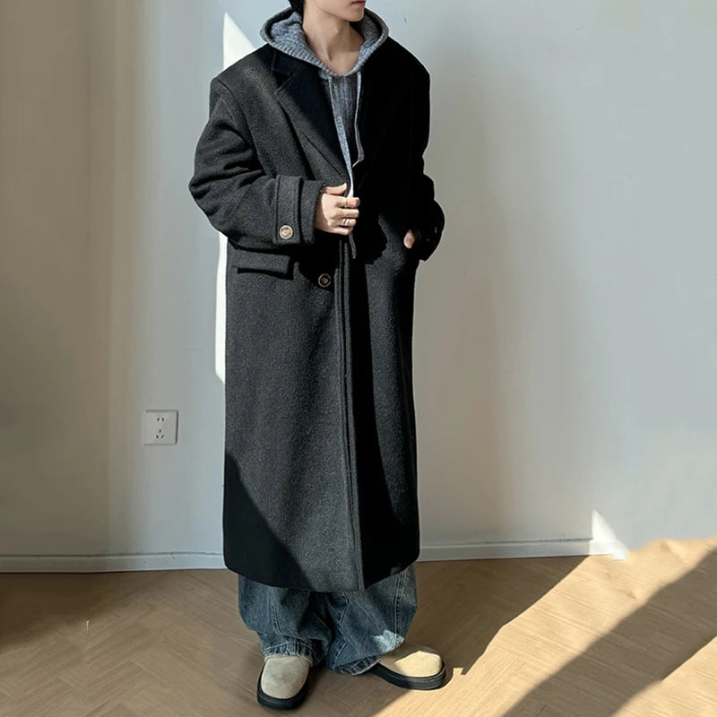 Casual Single Breasted Solid Color Coat