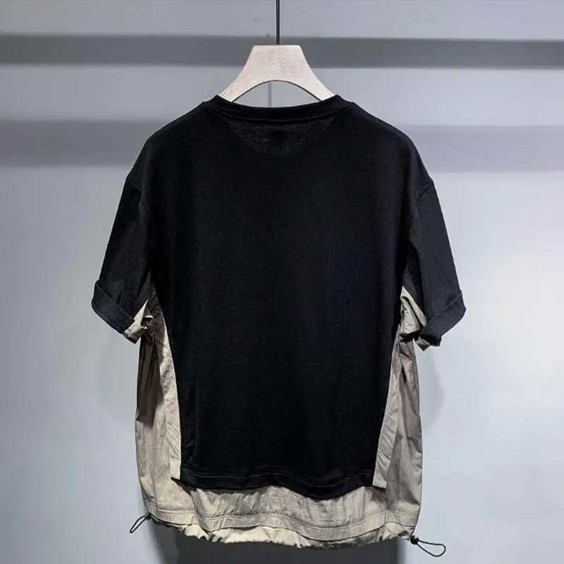 Patchwork Spliced Contrast Color T-Shirt