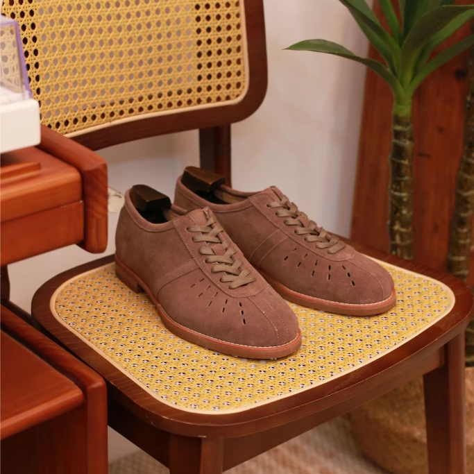 Minimalist Perforated Leather Sneakers