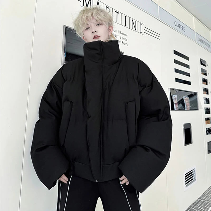 Stand Collar Solid Color Winter Parka