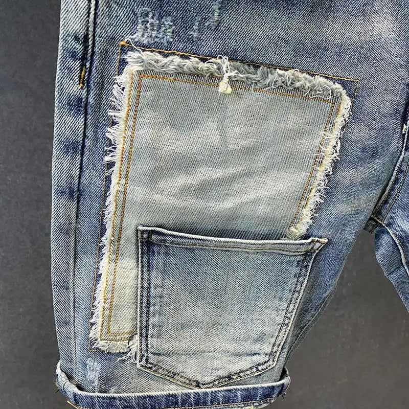 Summer Light Denim Patch Denim Shorts