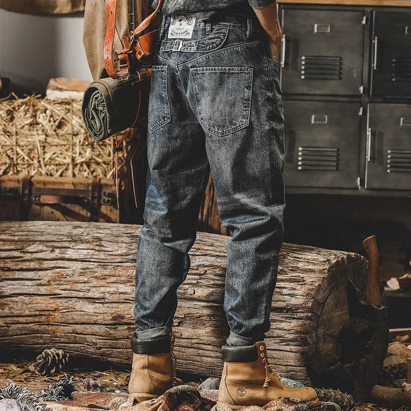 Classic Vintage Washed Denim Jeans
