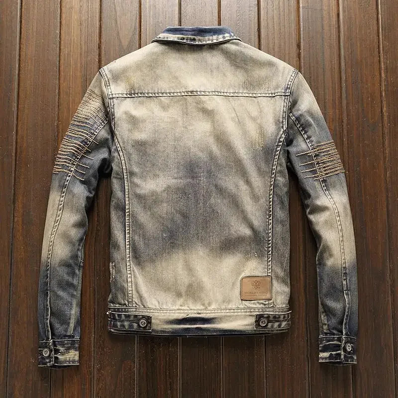 Retro Washed Solid Denim Jacket