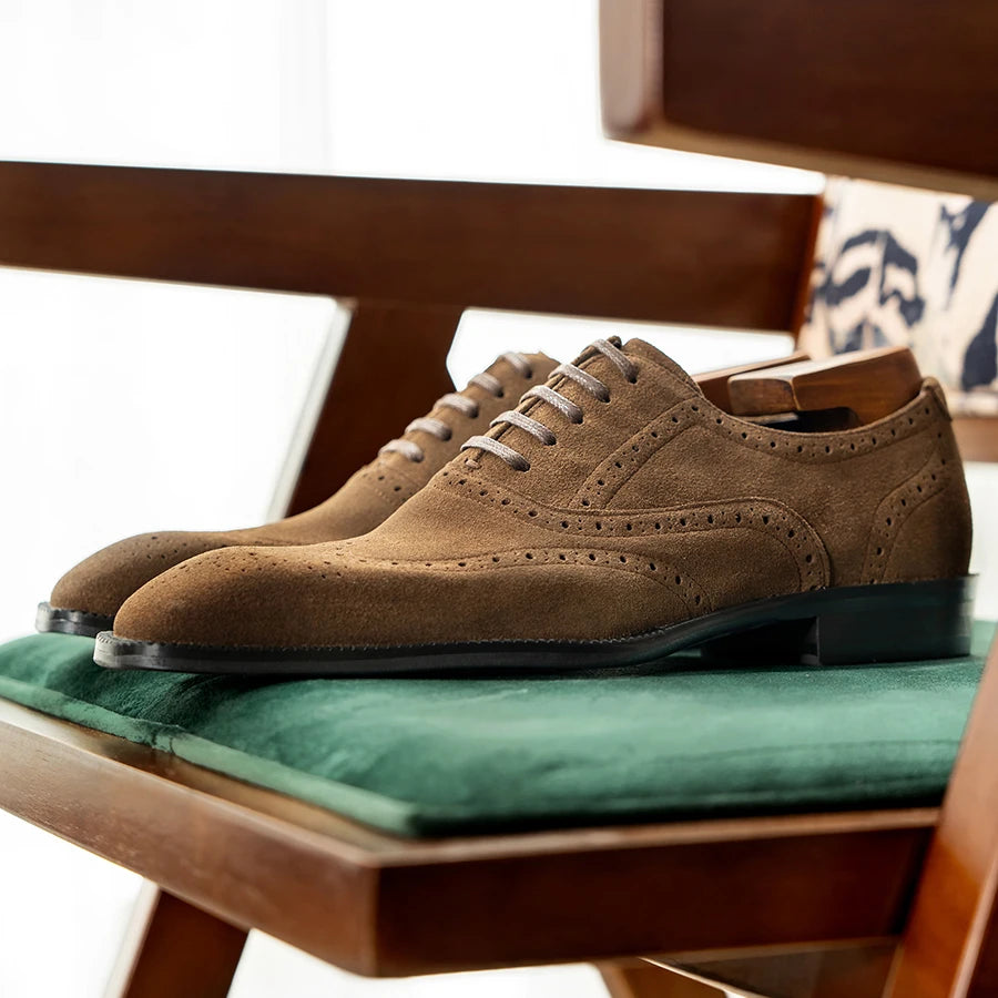 Elegant Men's Suede Oxford Shoes