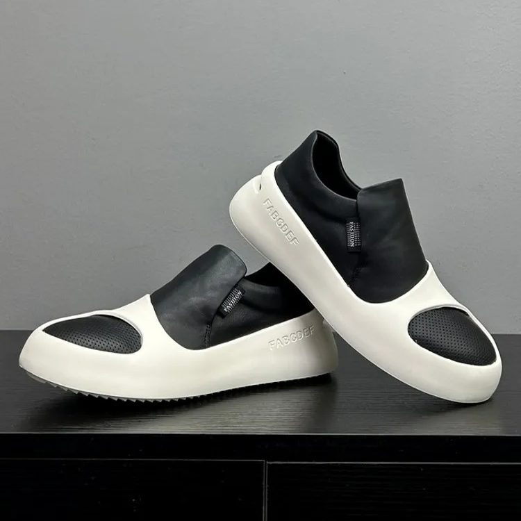 Black & White Leather Platform Shoes
