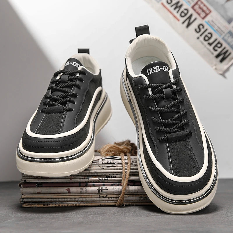 Solid Color Block Lace-Up Sneakers