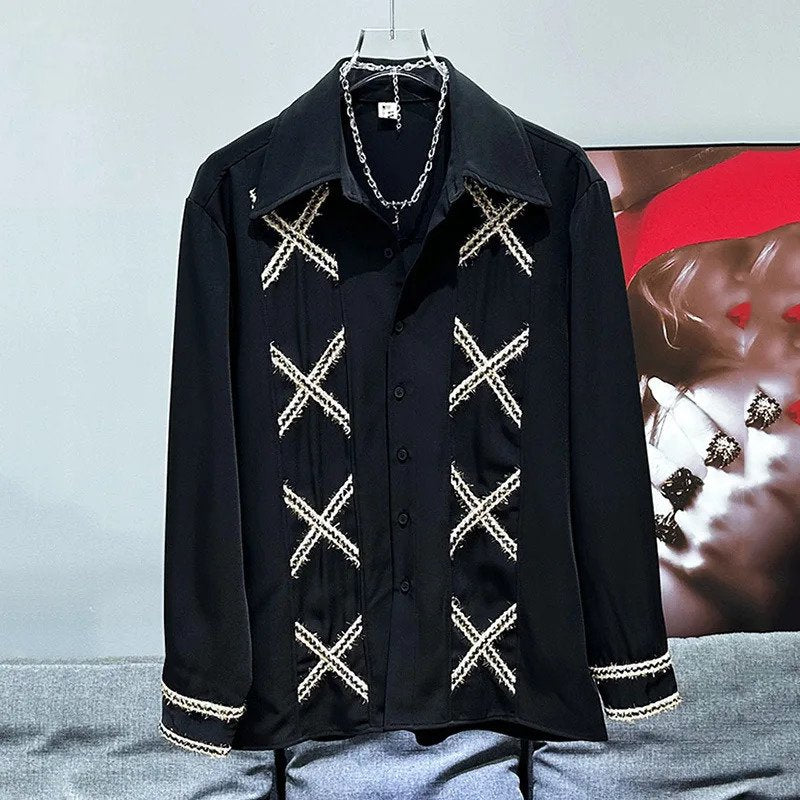 X Cross Patchwork Decor Shirt