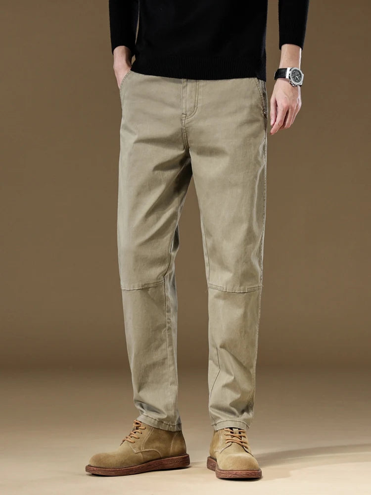 Retro Splicing Work Straight Pants