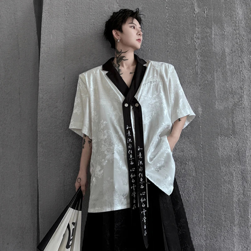 Chinese Style Embroidered Ribbon Shirt