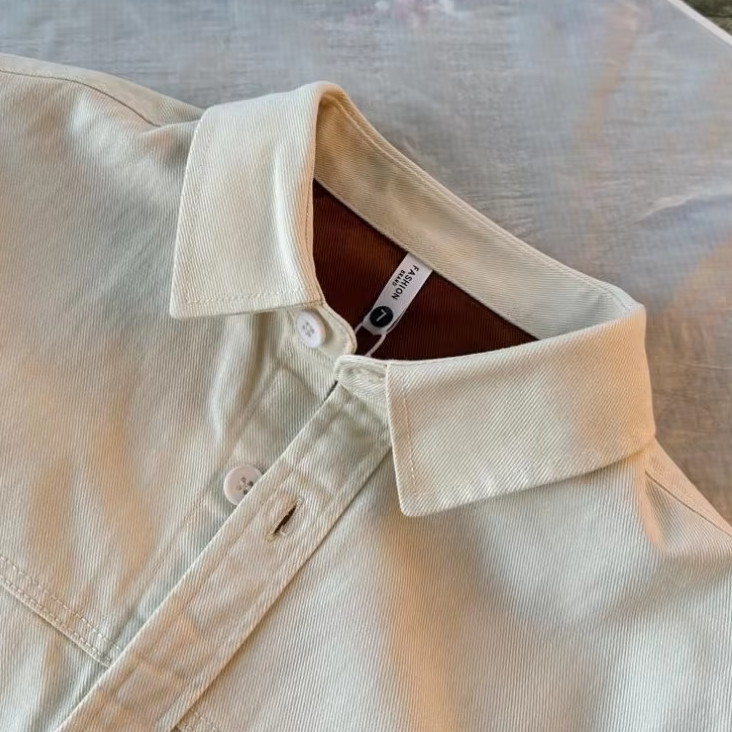 Retro Splicing Contrast Work Shirt