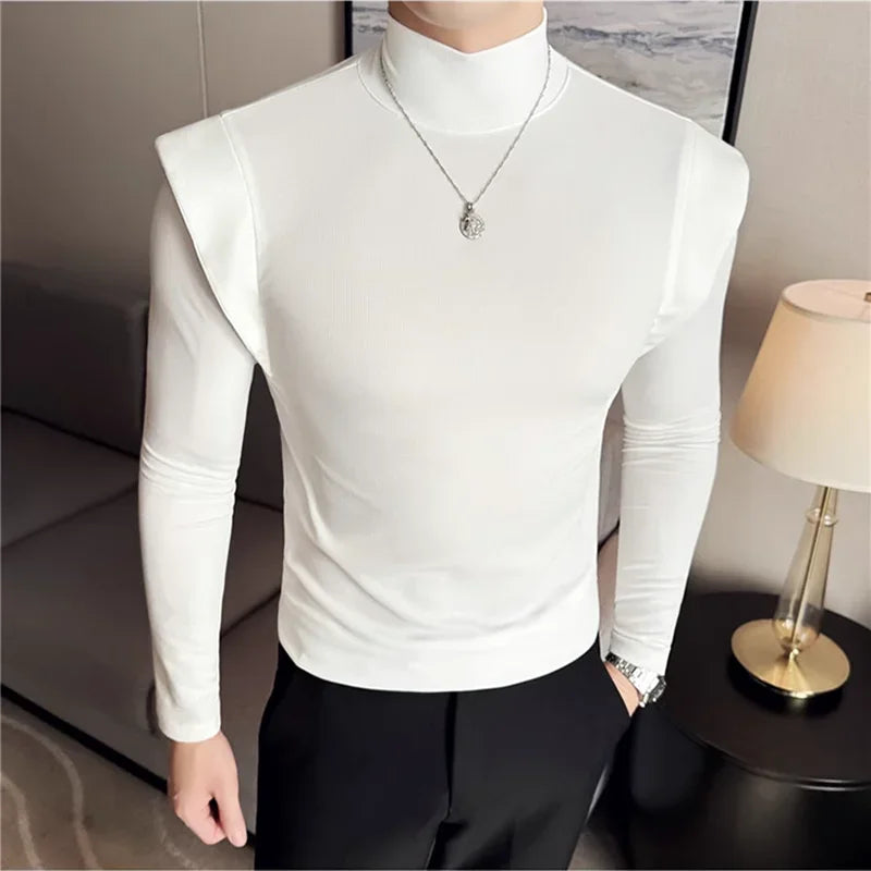 Half High Collar Wide Shoulder T-Shirt