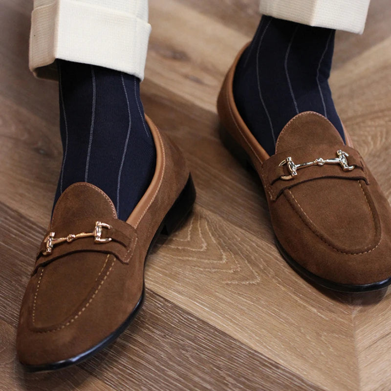 Metal Appliques Suede Classic Loafers