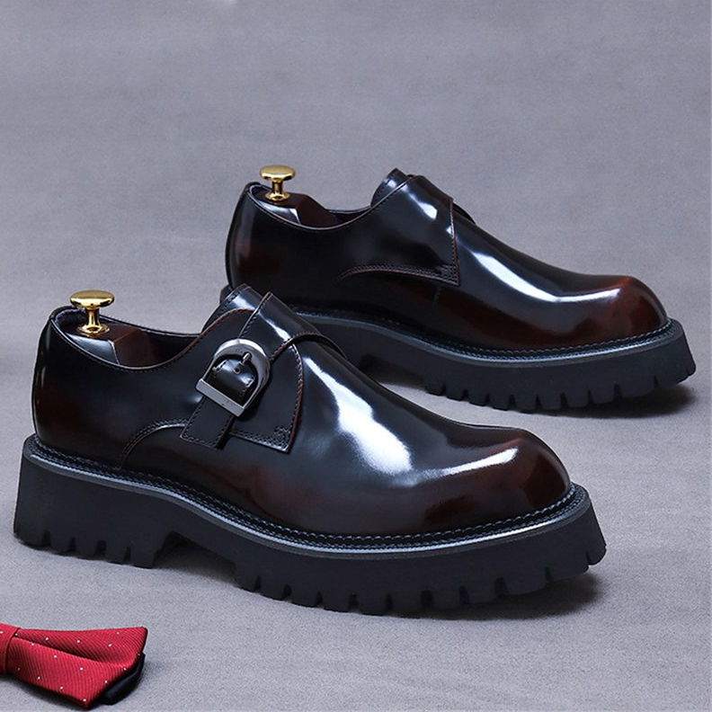 Formal Style Buckle Strap Men's Leather Shoes