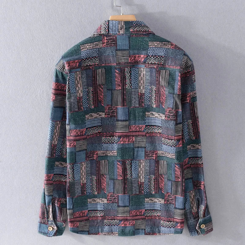 Geometric Printed Polyester Loose Shirt