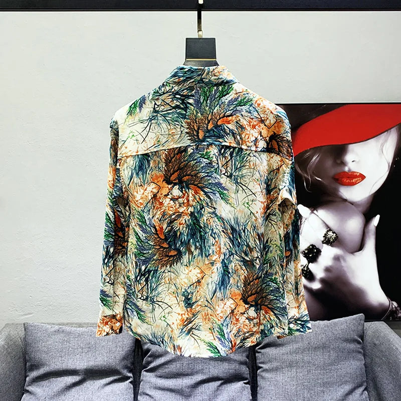 Abstract Printed Long Sleeve Shirt