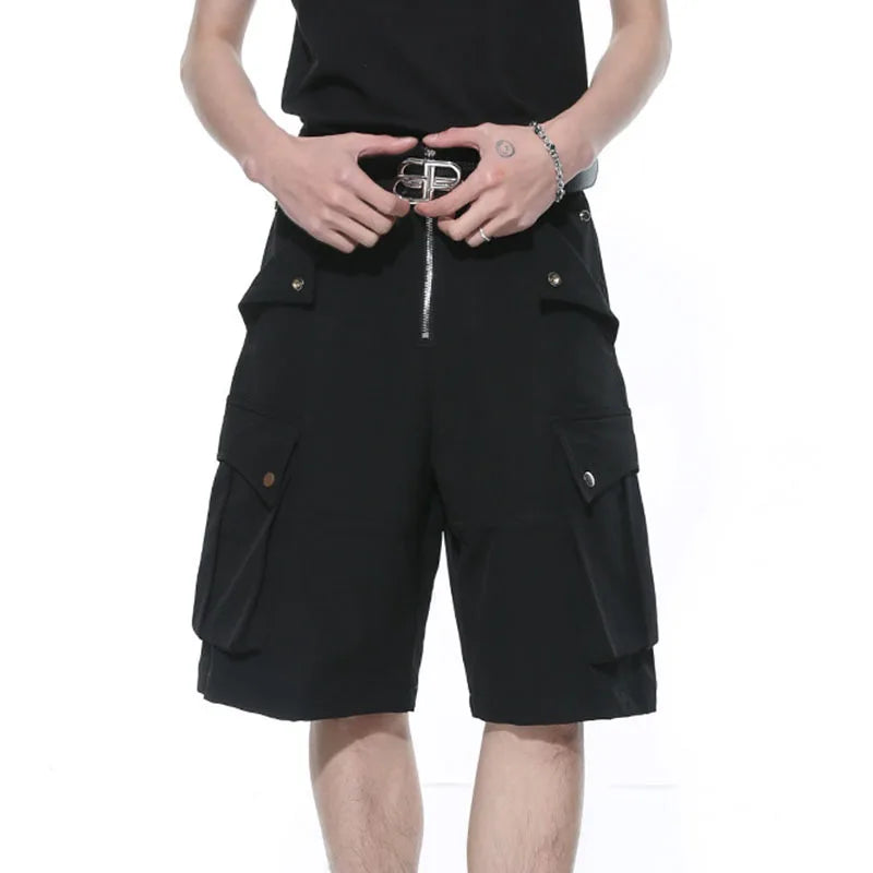 Half Zipper Four Button Pocket Shorts