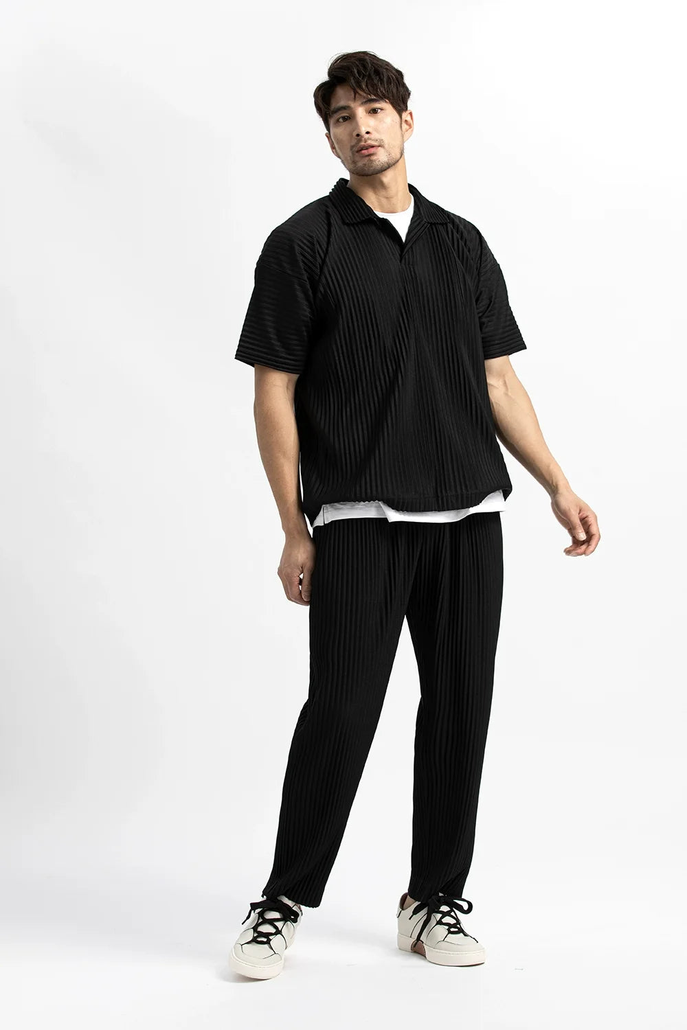 Casual Solid Pleated Loose Pants