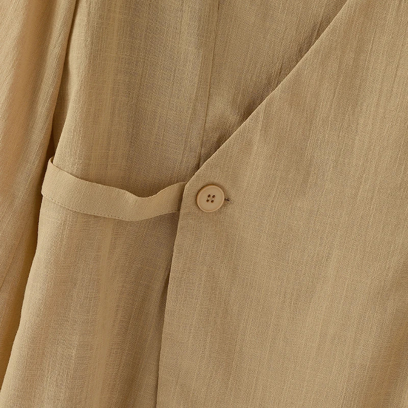 Solid Color V-Neck One-Button Shirt