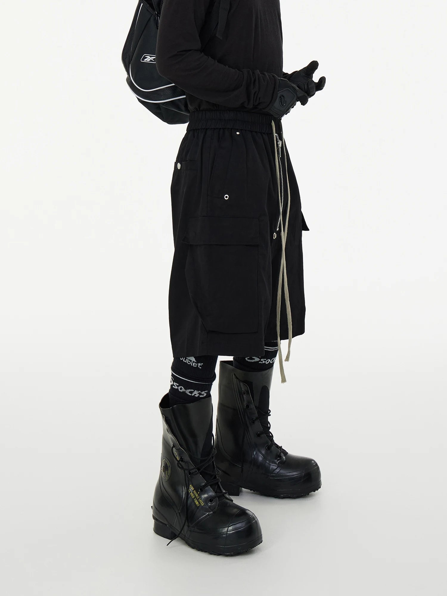 Black Zipper Techwear Shorts