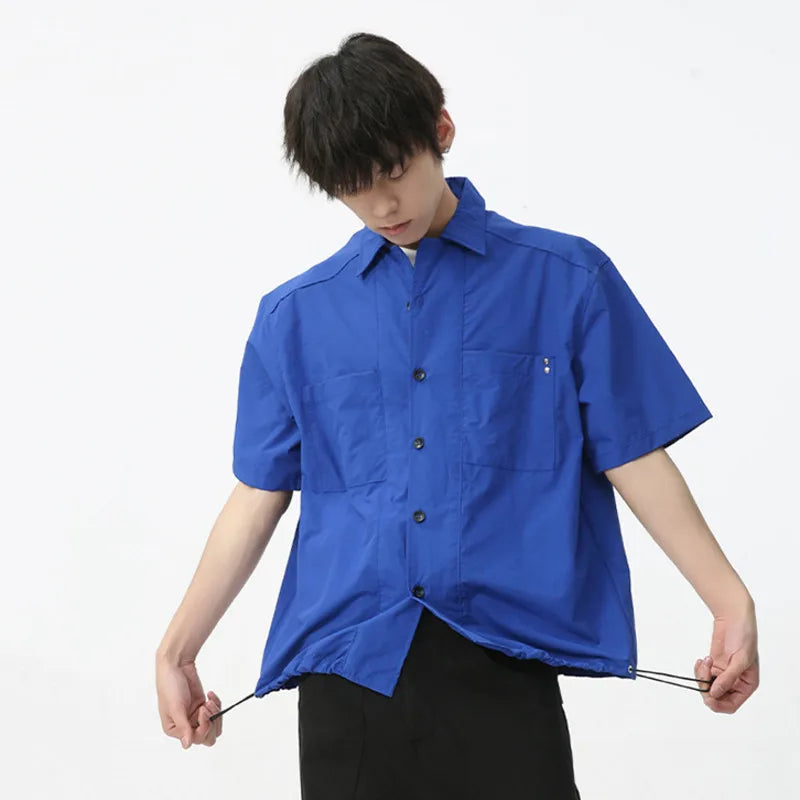 Adjustable Drawstring Solid Shirt