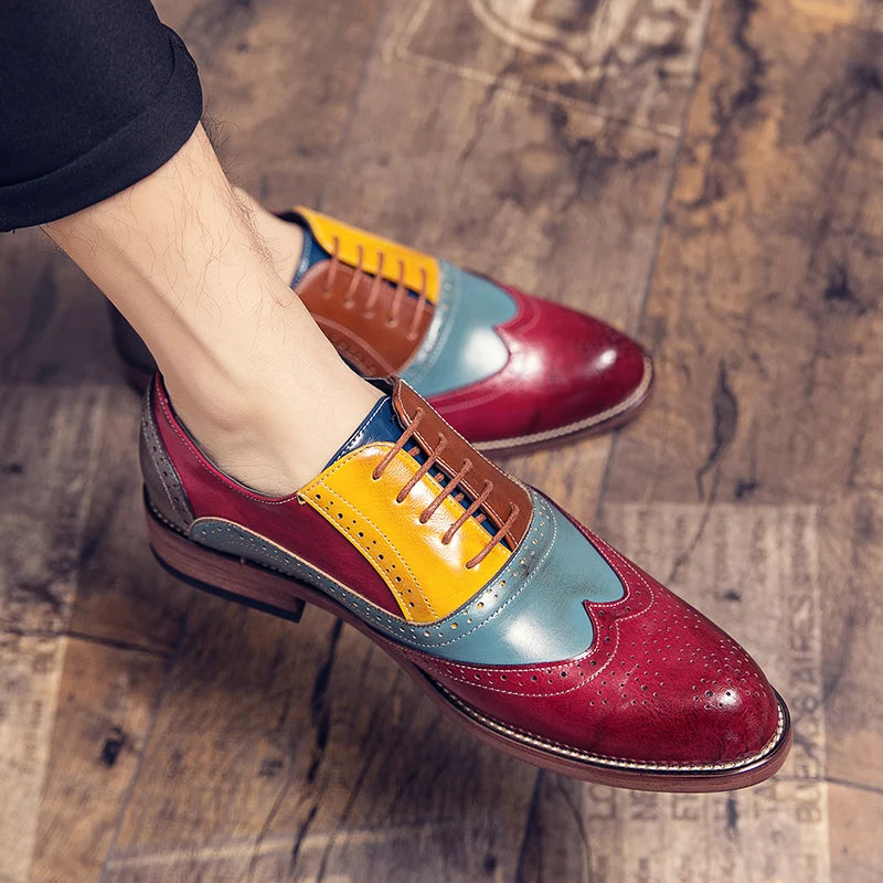 Patchwork Color Platform Brogue Shoes