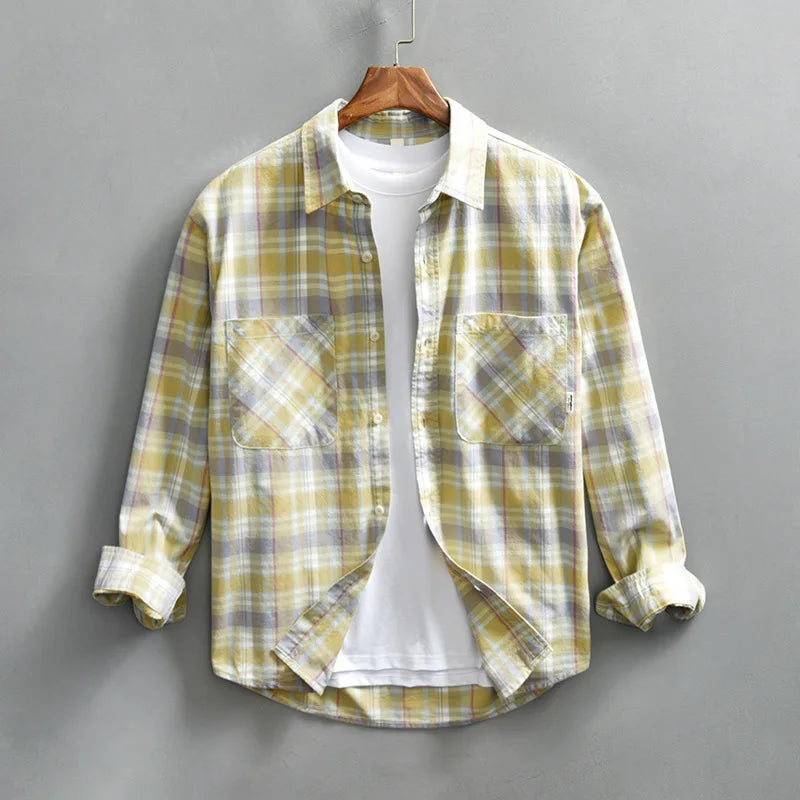 Cotton Retro Plaid Men's Shirt