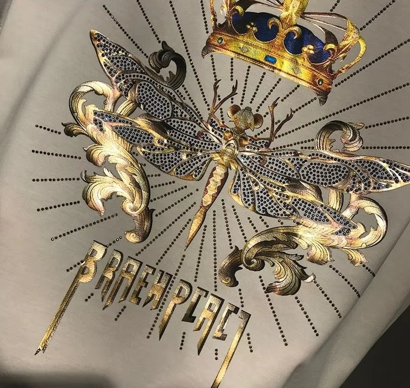 Rhinestone Dragonfly Printed Letter T-Shirt