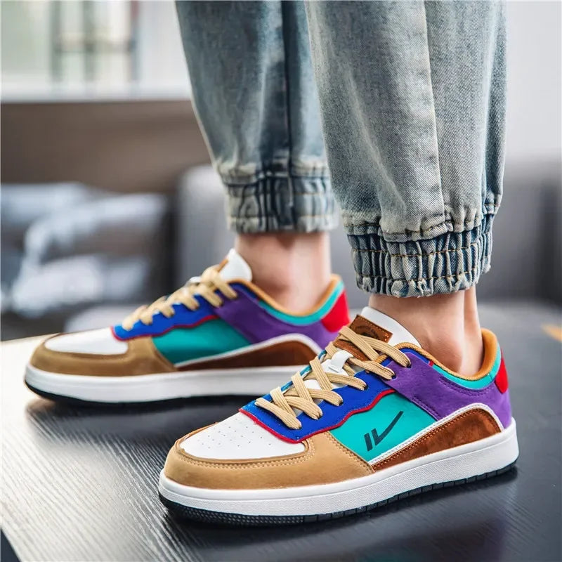 Color Block Patchwork Suede Sneakers