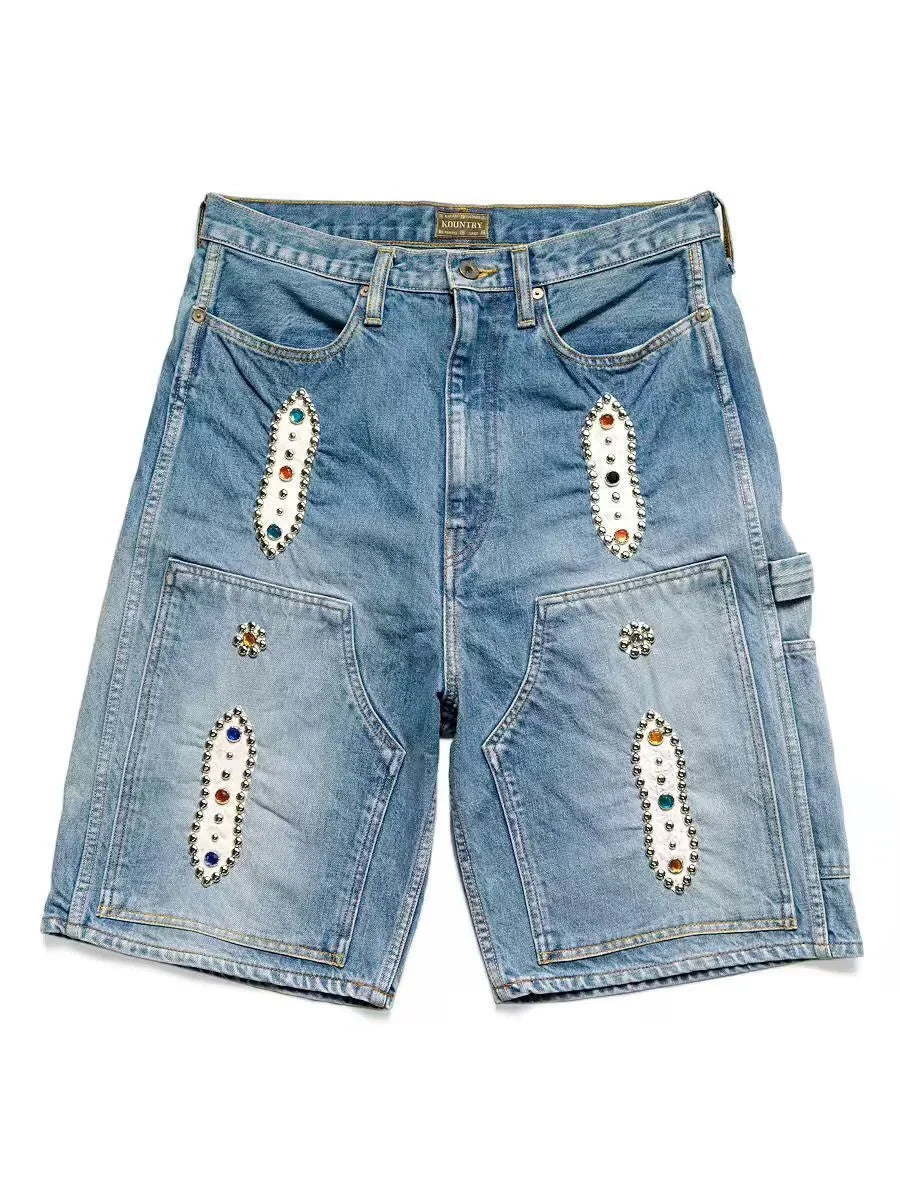 Cotton Denim Knee-Length Shorts