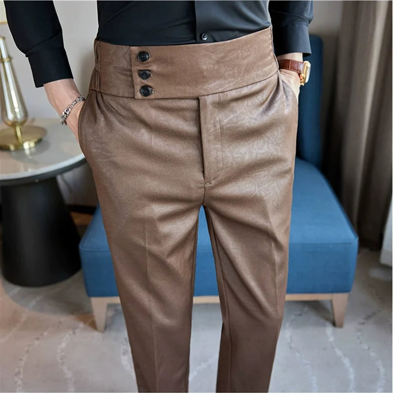 Fashion Glossy Jacquard High Waisted Trousers