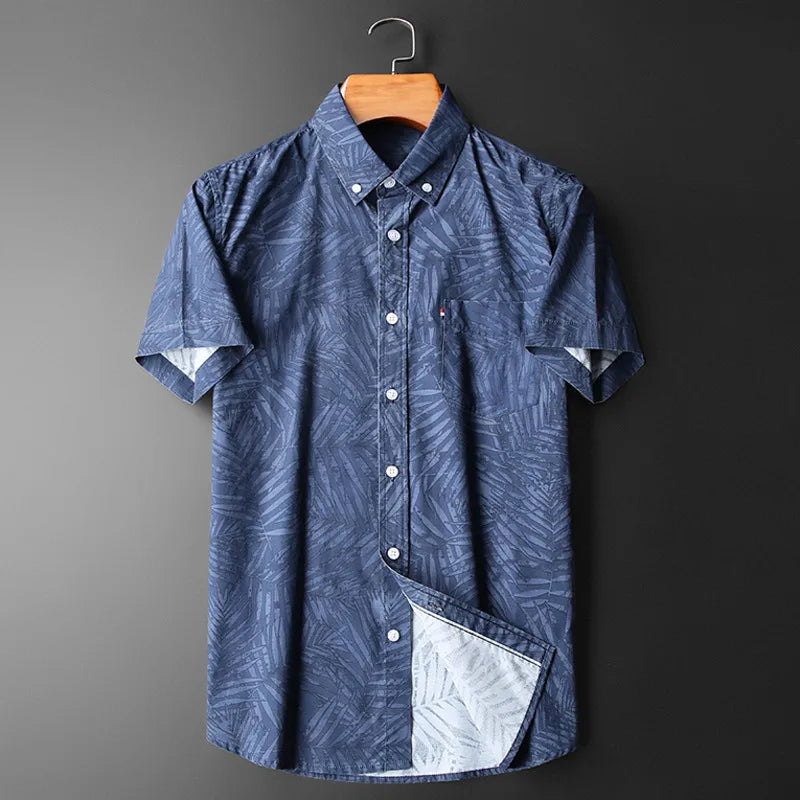 Greyish-Blue Printed Pattern Shirt