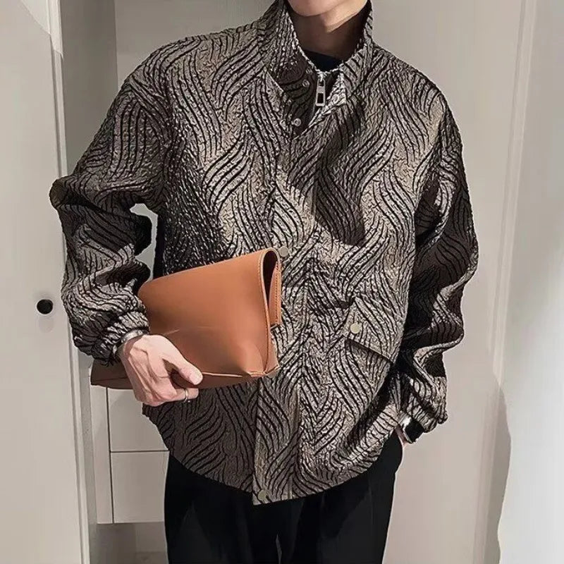 Fold Fabric Zipper Lapel Jacket