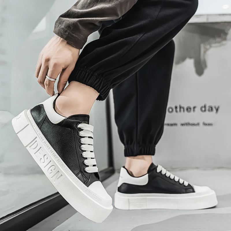 Comfortable Leather Low-Cut Platform Sneakers