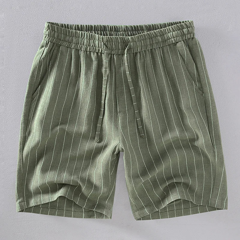 Cotton Linen Striped Beach Shorts