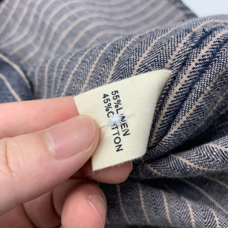 Cotton Linen Striped Loose Shirt