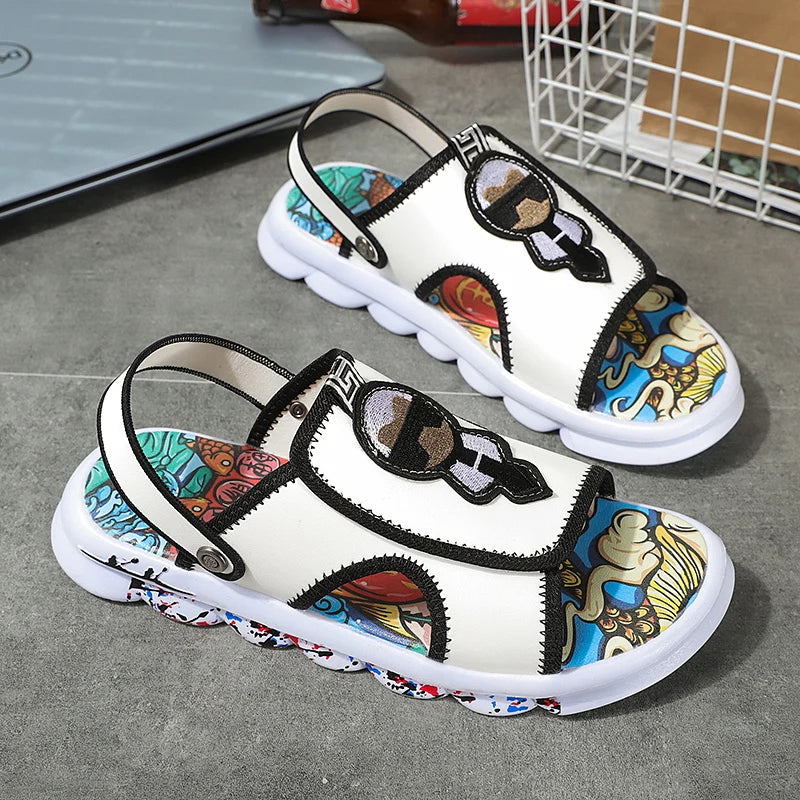 Black Graffiti Design Sandals