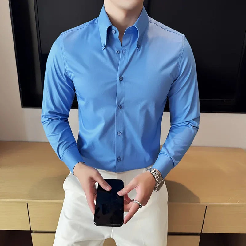 Smart Casual Solid Slim-Fit Shirt