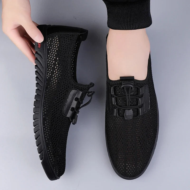 Mesh Hollow Solid Flat Sneakers