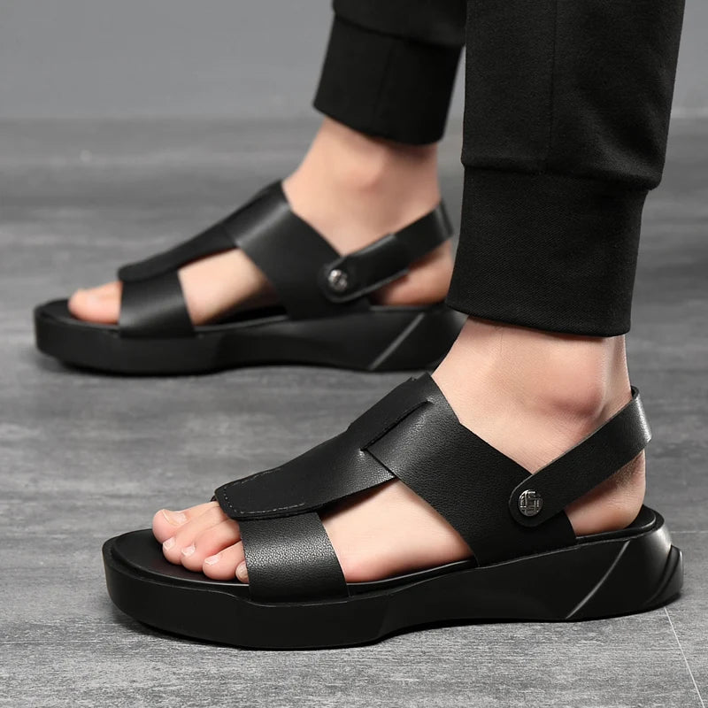 Casual PU Leather Solid Sandals